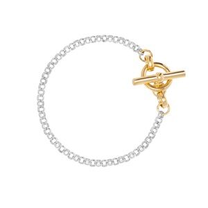 Tilly Sveaas Small Silver and Gold T-bar Clasp on Belcher Chain Bracelet